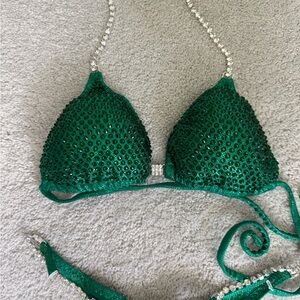 Green Rhinestone Bikini Top